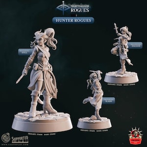 Hunter Female Rogue Miniatures – 28mm 32mm Fantasy Resin Enemy Figures for TTRPG, Tabletop RPG, Dungeon Encounters, Gift for Game Master
