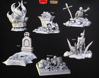 Skeleton Piles Creepy Cemetery Terrain: 28/32/38mm Fantasy RPG Miniatures for DnD, TTRPG