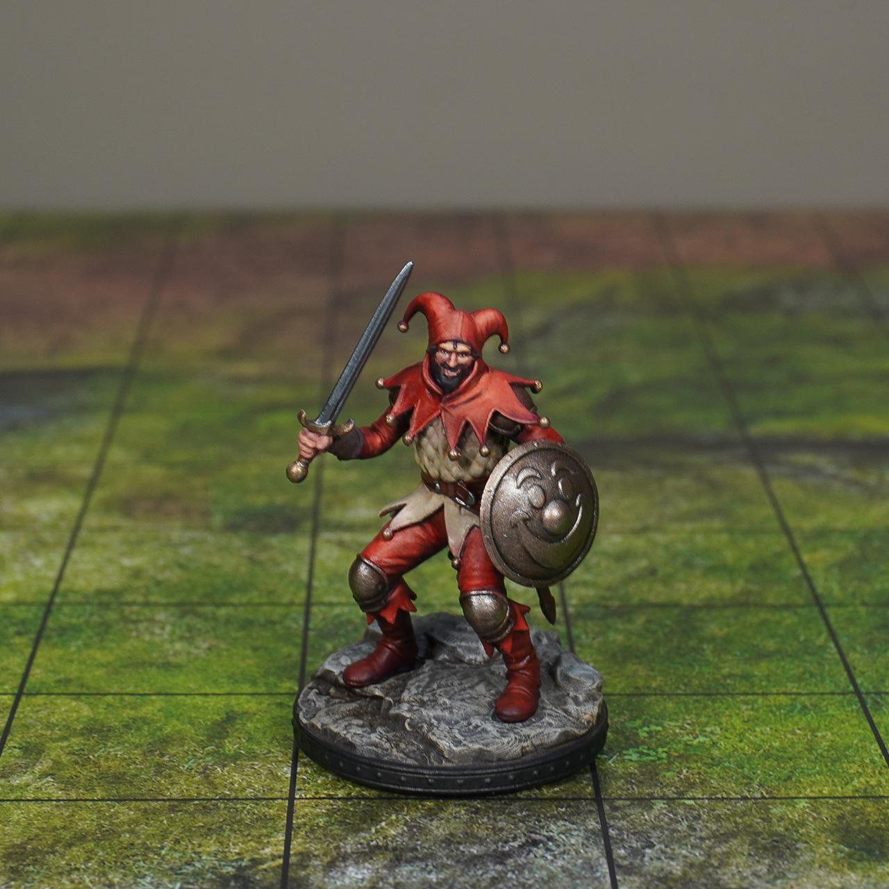 Rpg Jester Human Jester Kinght Warrior Miniature: 28/32/38mm Fantasy RPG Mini for ...