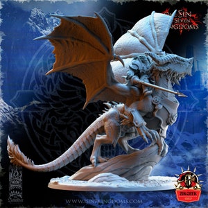 Human Warrior, Warlord on Dragon Wargaming Miniature Dungeons and Dragons Mini Hero Quest RPG Board Game DnD Gift Dungeon Master 5e
