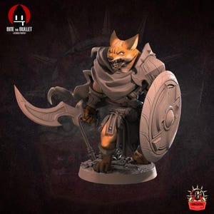 Foxfolk Warrior Miniature – Armored Fox Soldier for Fantasy RPG – 28mm 32mm 38mm