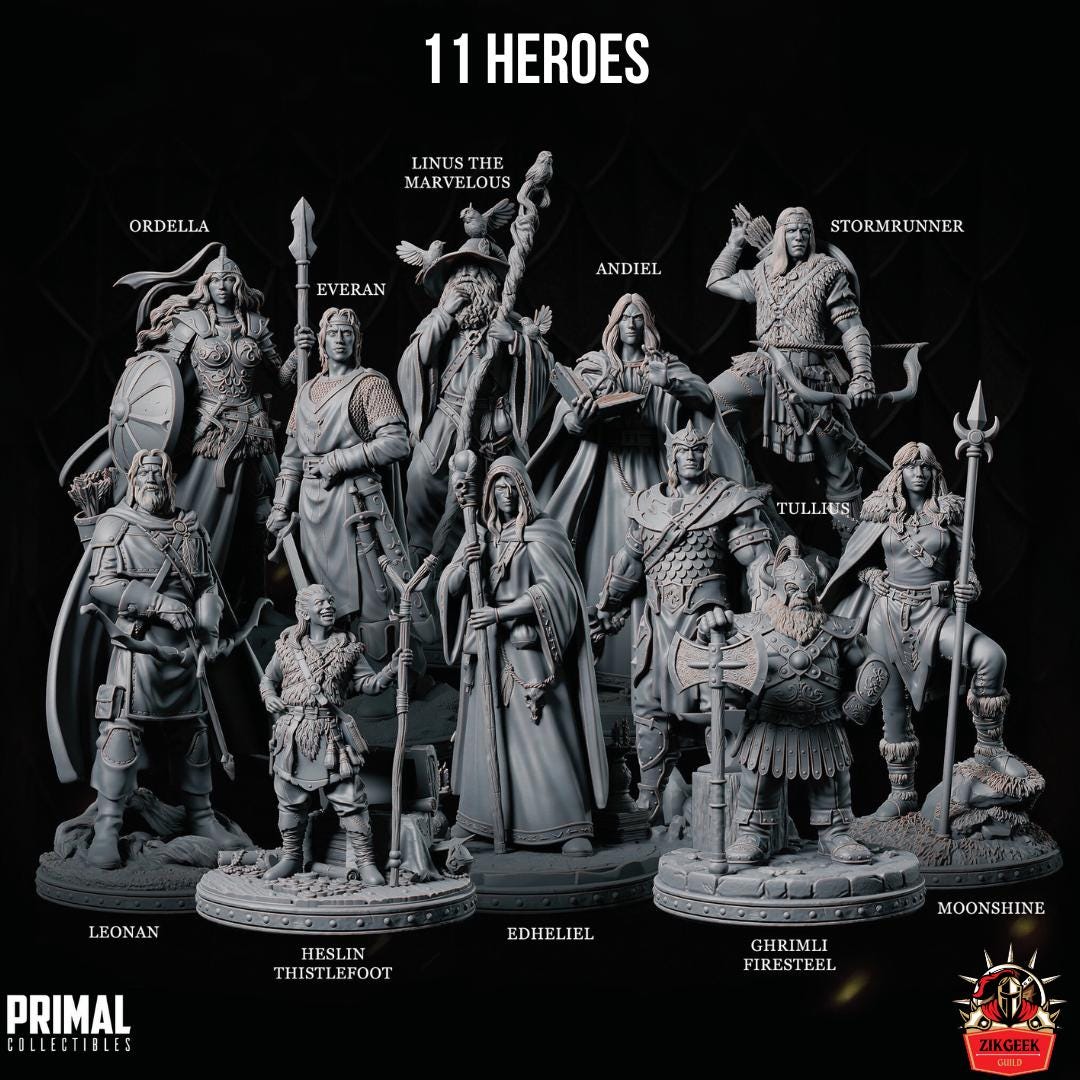 Set Di 10 Miniature Brigand Heroes Per Dungeons & Dragons - Figure Fantasy Per Giochi Da Tavolo RPG