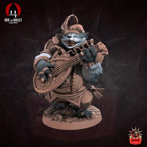 Foxfolk Bard Miniature – Fantasy Woodland Animal Musician – 28mm 32mm 38mm Tabletop RPG Figure