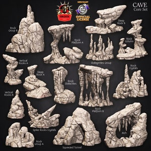 Cave Core, Rock, DnD Terrain Miniatures, Hero Quest RPG Tabletop Game, 5e miniatures, Painting Mini, High Detail Diorama 32 mm