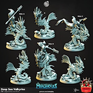 Deep Sea Valkyries Merghouls Ocean Miniature Dungeons and Dragons Mini, Hero Dungeon Quest RPG Board Game Great DnD Gift 5e Dungeon Master
