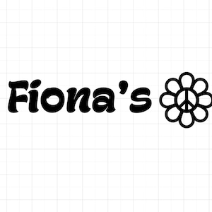 Vinyl-Vornamensaufkleber mit Blume für jede Oberfläche, personalisiertes Etikett zum Aufkleben überall, Aufkleber mit Friedenssymbol