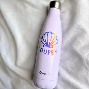 autocollant prénom étiquette personnalisée avec coquillage à coller partout sticker en vinyle pour gourde personnalisée ou autre surface