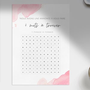 Original wedding announcement game mixed words to print to announce your happy event