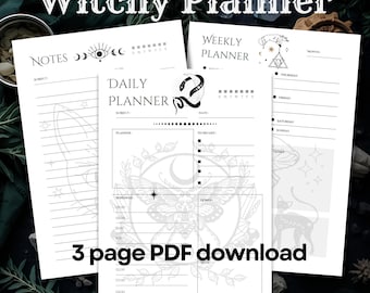 Witchy Printable Planner | Daily, Weekly & Notes Pages | Magical Digital PDF Download
