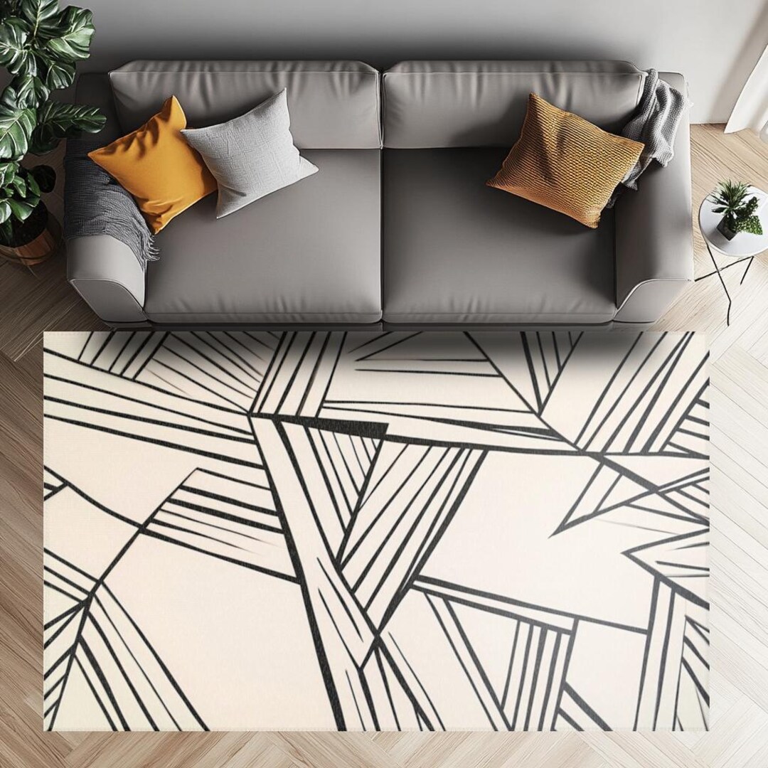 Triangular Abstract Line Art Area Rugs, Geometric Modern Floor Carpets ...