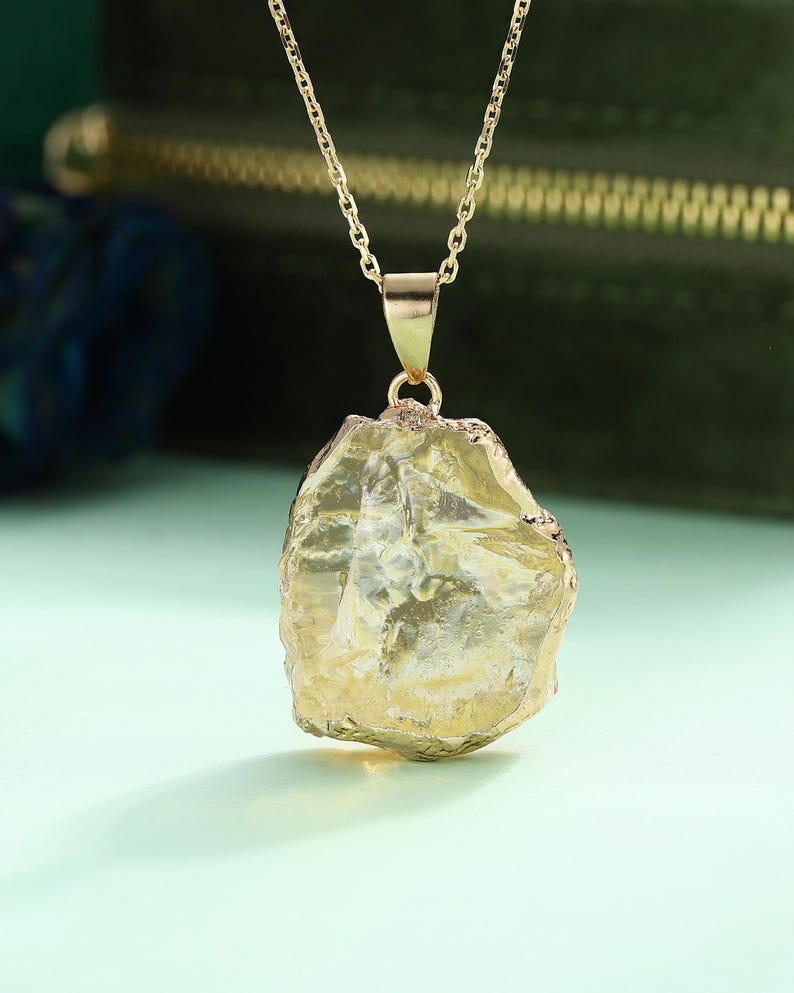 Energy Raw Citrine Pendant Necklace, Irregular Crystal Pendant, November Birthstone Gift for Her 画像 7