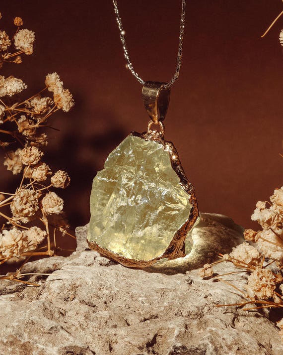 Energy Raw Citrine Pendant Necklace, Raw Gemstone Lucky Charm Necklace, Handcrafted Prosperity Stone Necklace, Citrine Everyday Jewelry