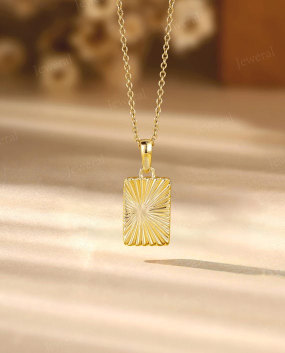 Sunburst Pendant, 10K Gold Necklace Jewelry, Encouragement Gift For Her, New Beginning Necklace - Jeweral