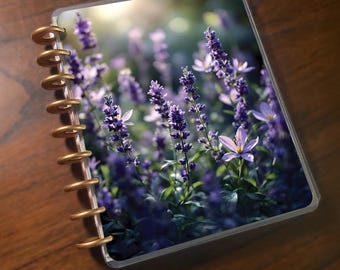 Lavender Field: Discbound Happy Planner Cover. Laminated, Handmade Planner Supplies.