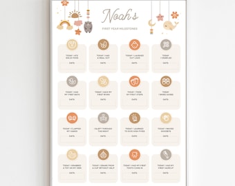 Baby Milestones Scratch Poster, Infant Development, Newborn Checklist, Neutral Gender, New Born Gifts, Safari Baby Nursery, Baby Shower Gift