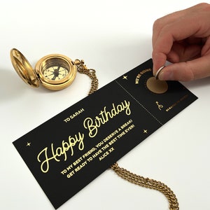 Happy Birthday Scratch Off Ticket, Golden Ticket Foil, Personalised Ticket, Custom Scratch Card, Reveal Gift Idea, 60th Birthday Ideas