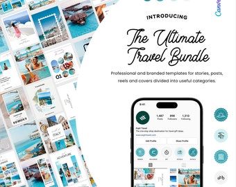 Travel Instagram Template, Social Media Templates, Travel Editable, Travel Agent, Travel Influencer, Travel Blogger, Travel Templates Canva