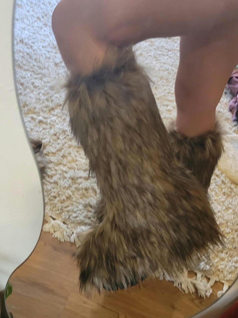 Faux Fur Outfit, Halter, Mini Skirt, Ears, Boot Covers, Fur Boots, Rave