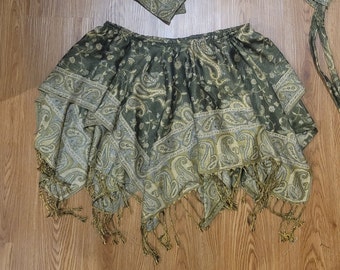 Pashmina Skirt, Summer Festival Outfit, forest fairy fae, rave, handmade