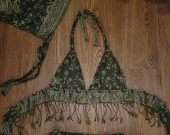 Pashmina Halter Top, Summer Festival Outfit, fairy fae, scarf halter crop top, rave, handmade