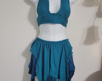 READY TO SHIP, Pashmina Fairy Skirt, Halter Top, Festival Outfit, matching set, fairy, handmade, Discounted
