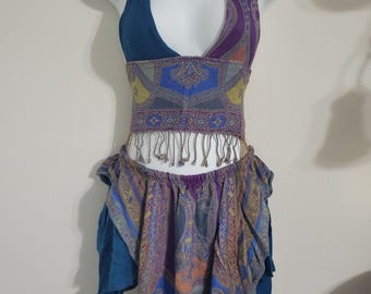 READY TO SHIP, Fairy Skirt, Halter Top, Hood, Festival Outfit, matching set, fairy fae, handmade