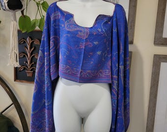 Paisley Pashmina Shawl Top, Handmade, festival rave hippie boho, summer festival