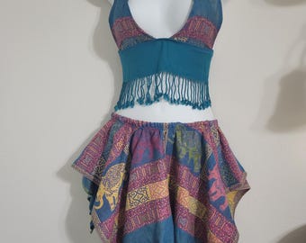 READY TO SHIP, Fairy Skirt, Halter Top, Festival Outfit, matching set, fairy fae, handmade