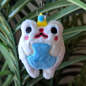 Bub - White Clown Frog Plushie Keychain Handmade