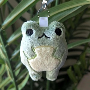 Poof - Green Frog Plushie Keychain Accessory Handmade