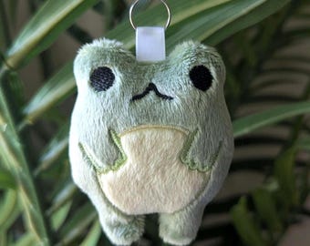 Poof - Green Frog Plushie Keychain Accessory Handmade