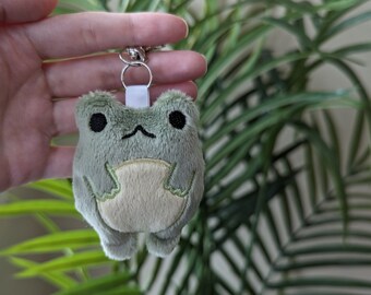 Green Frog Plushie Keychain Accessory Handmade - Poof Plush