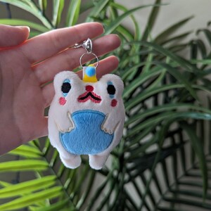 White Clown Frog Plushie Keychain Handmade - Bub Plush