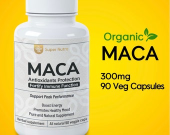 Super Nutra Organic Maca Root Powder Capsules 500mg 90 Capsules Lepidium Meyenii, Non-GMO