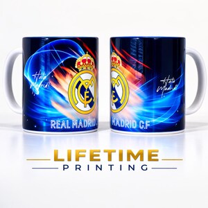 Taza de fútbol del Real Madrid / Cerámica de 15 oz, diseño vibrante imagen 3