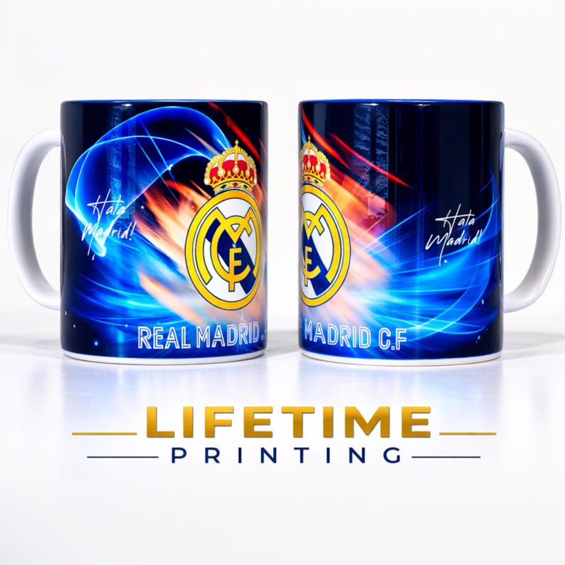 Taza de fútbol del Real Madrid / Cerámica de 15 oz, diseño vibrante imagen 3