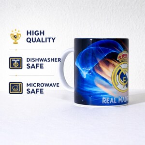 Taza de fútbol del Real Madrid / Cerámica de 15 oz, diseño vibrante imagen 2