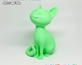Smiling Cat Figurine: 3D Printing STL Model