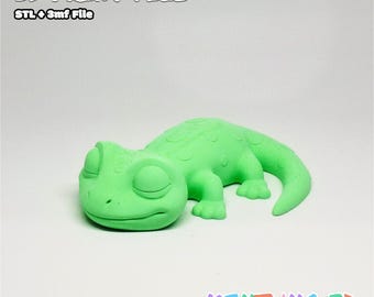 Sleeping Gecko 3D Print Model (STL + 3MF)