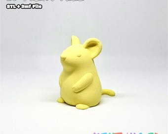 Mouse 3D Print Model, Cartoon Desk Ornament (STL + 3MF File)