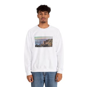 Unisex Landscape Sweatshirt Lovers Point, San Francisco Bay Area, Monterey California Travel Sweatshirt