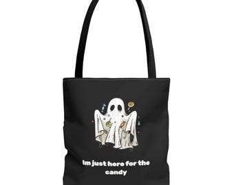 Cute Ghost Halloween Lover Spooky Season Trick or Treating Candy Bag Fall Themed Reusable Lunch Tote
