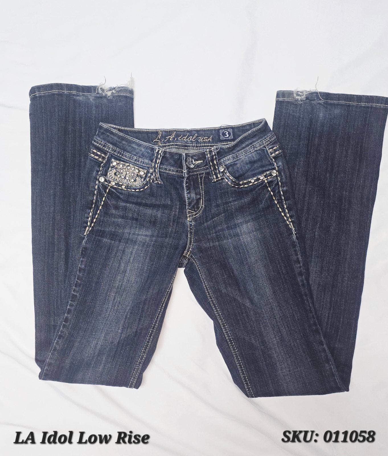 Rhinestone Jeans Low Rise - Etsy