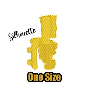 Bordado de Bart, diseño de bordado digital de silueta de Bart, descarga instantánea, talla única, bordado con temática de Los Simpson, archivos digitales, familia