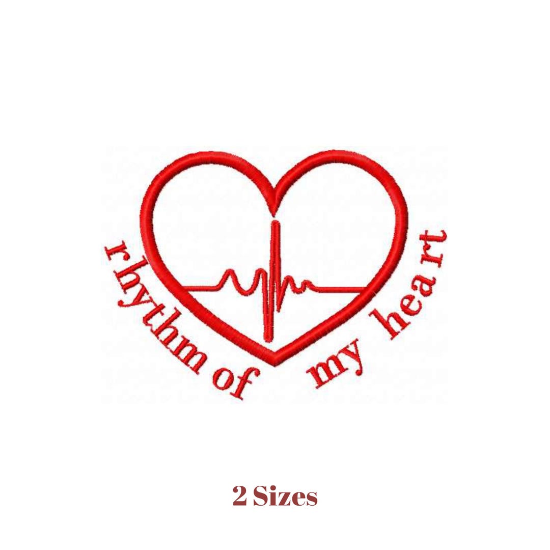 Heart Rythym Design Rhythm of My Heart Embroidery Design: Text & Heart Pattern (instant ...