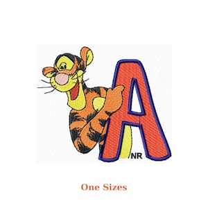 Diseño de bordado de la letra A de Tigger, descarga instantánea, regalos para fiestas, regalos personalizados, bordado de animales, diseño de bordado de Winnie Pooh