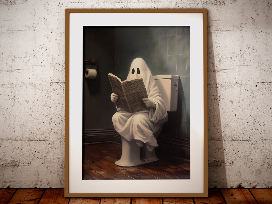 Ghost on Toilet Ghost in Bathroom Print Ghost Digital Print Etsy