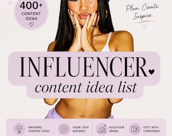 400+ Influencer Content Ideas List | Social Media Blogging Guide (Digital Download)