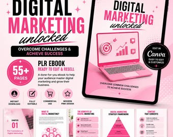 Editable Digital Marketing PLR Ebook – Canva Template (55+ Pages)