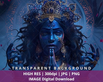 Hindu Goddess Kali Art: Divine Feminine Image (PNG JPG Digital Download)